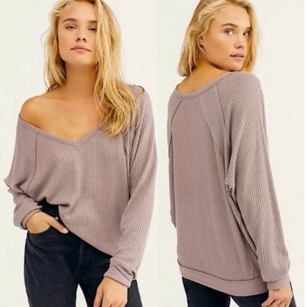 NEW! Free People Santa Clara Thermal Top Loose Ralaxed Boho Lagenlook